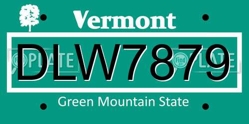 DLW7879 Vermont License Plate