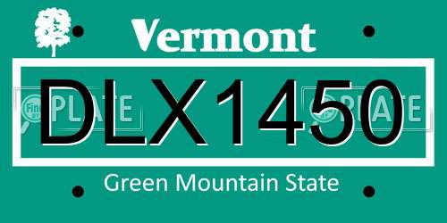 DLX1450 Vermont License Plate