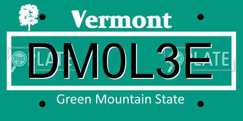 DM0L3E Vermont License Plate