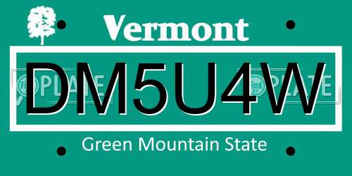 DM5U4W Vermont License Plate
