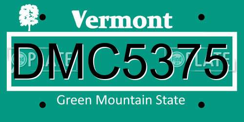 DMC5375 Vermont License Plate