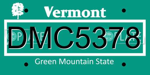 DMC5378 Vermont License Plate