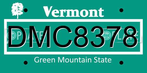 DMC8378 Vermont License Plate