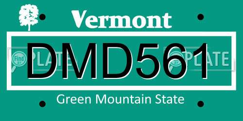 DMD561 Vermont License Plate