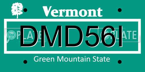 DMD56I Vermont License Plate