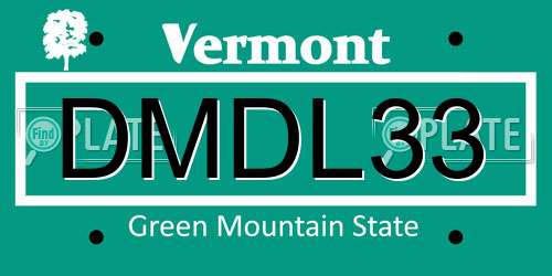 DMDL33 Vermont License Plate