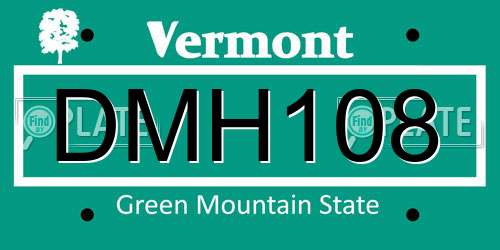 DMH108 Vermont License Plate