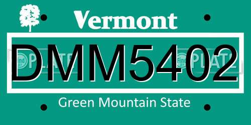 DMM5402 Vermont License Plate