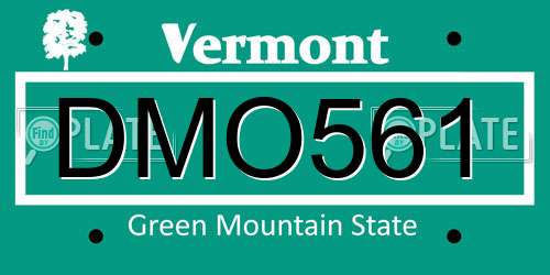 DMO561 Vermont License Plate