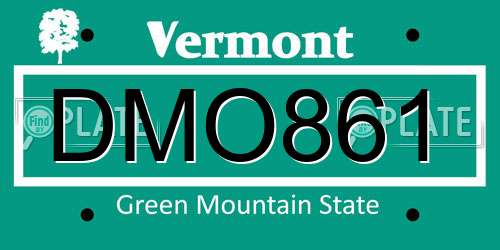 DMO861 Vermont License Plate