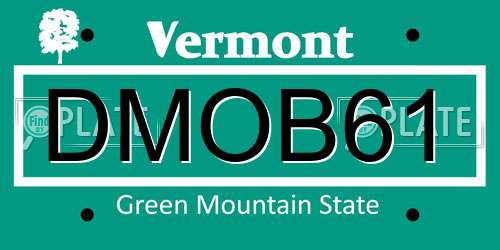 DMOB61 Vermont License Plate