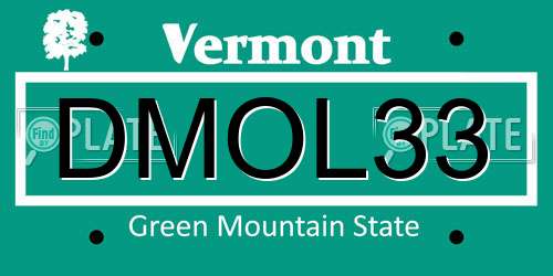 DMOL33 Vermont License Plate