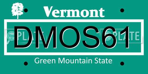 DMOS61 Vermont License Plate