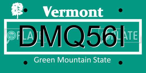 DMQ56I Vermont License Plate