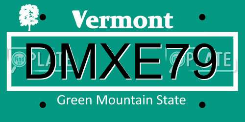 DMXE79 Vermont License Plate