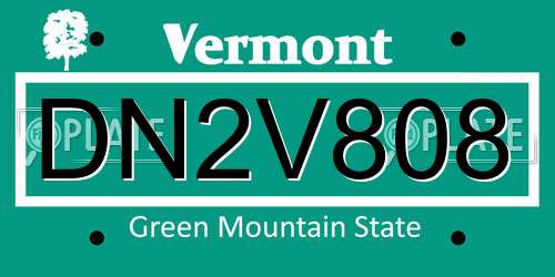 DN2V808 Vermont License Plate