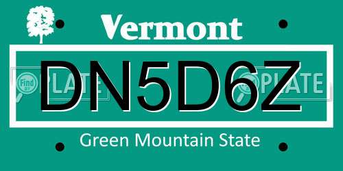 DN5D6Z Vermont License Plate