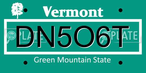 DN5O6T Vermont License Plate