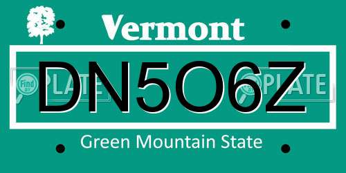 DN5O6Z Vermont License Plate