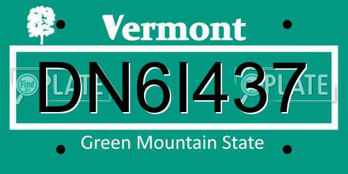 DN6I437 Vermont License Plate