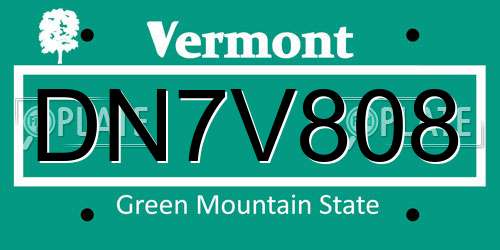 DN7V808 Vermont License Plate