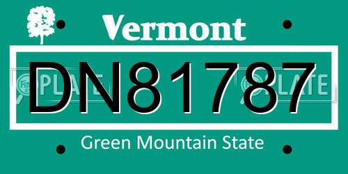 DN81787 Vermont License Plate