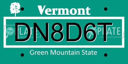 DN8D6T Vermont License Plate