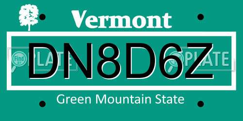 DN8D6Z Vermont License Plate