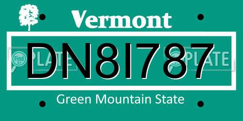 DN8I787 Vermont License Plate