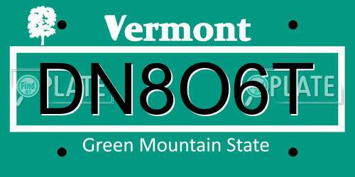 DN8O6T Vermont License Plate