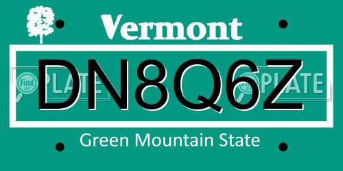 DN8Q6Z Vermont License Plate