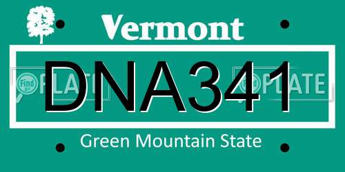 DNA341 Vermont License Plate