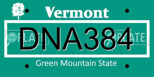 DNA384 Vermont License Plate