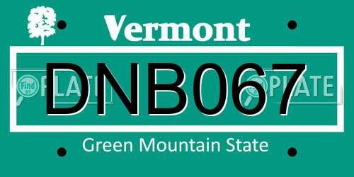 DNB067 Vermont License Plate