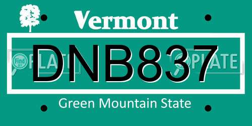 DNB837 Vermont License Plate