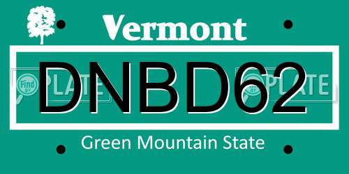 DNBD62 Vermont License Plate