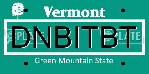 DNBITBT Vermont License Plate
