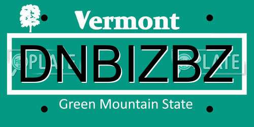 DNBIZBZ Vermont License Plate