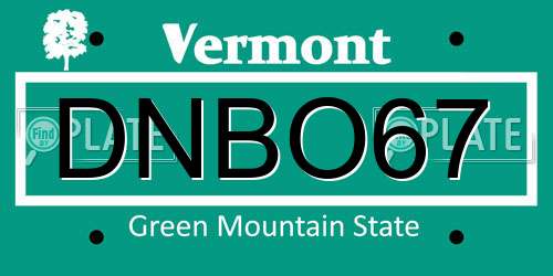 DNBO67 Vermont License Plate