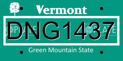 DNG1437 Vermont License Plate