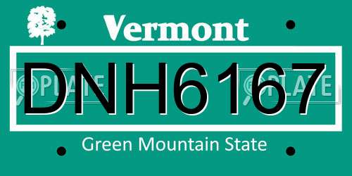 DNH6167 Vermont License Plate