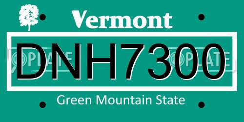 DNH7300 Vermont License Plate