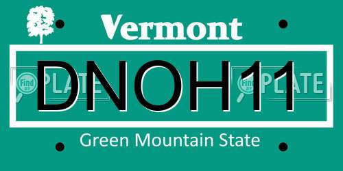DNOH11 Vermont License Plate