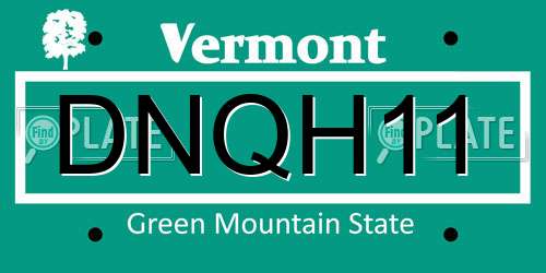 DNQH11 Vermont License Plate
