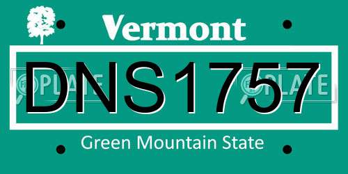 DNS1757 Vermont License Plate