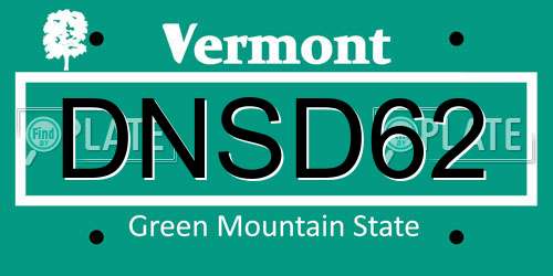 DNSD62 Vermont License Plate