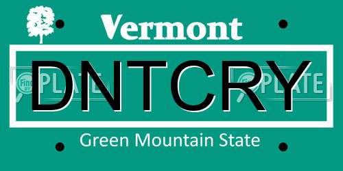 DNTCRY Vermont License Plate