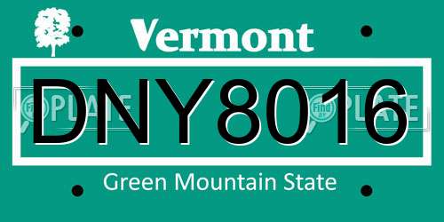 DNY8016 Vermont License Plate