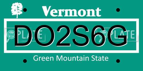 DO2S6G Vermont License Plate