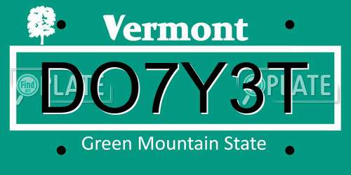 DO7Y3T Vermont License Plate